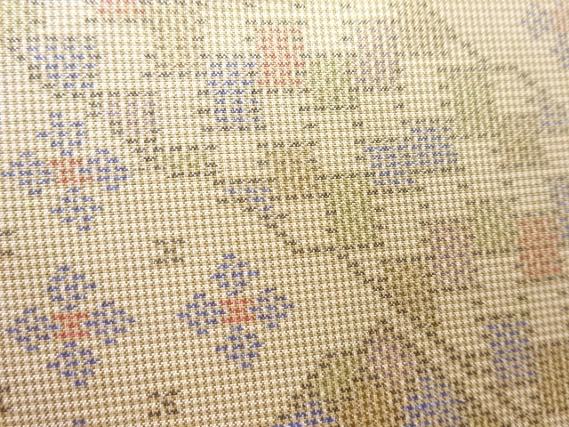 JAPANESE KIMONO / ANTIQUE KIMONO / SILK / OSHIMA TSUMUGI / WOVEN FLOWER